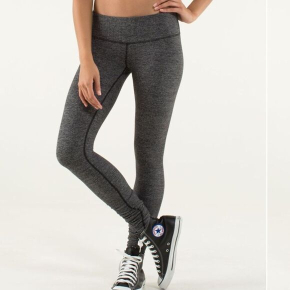 Lululemon Wunder Under Pant Heathered Herringbone Heathered Black Size 4 - Picture 6 of 6